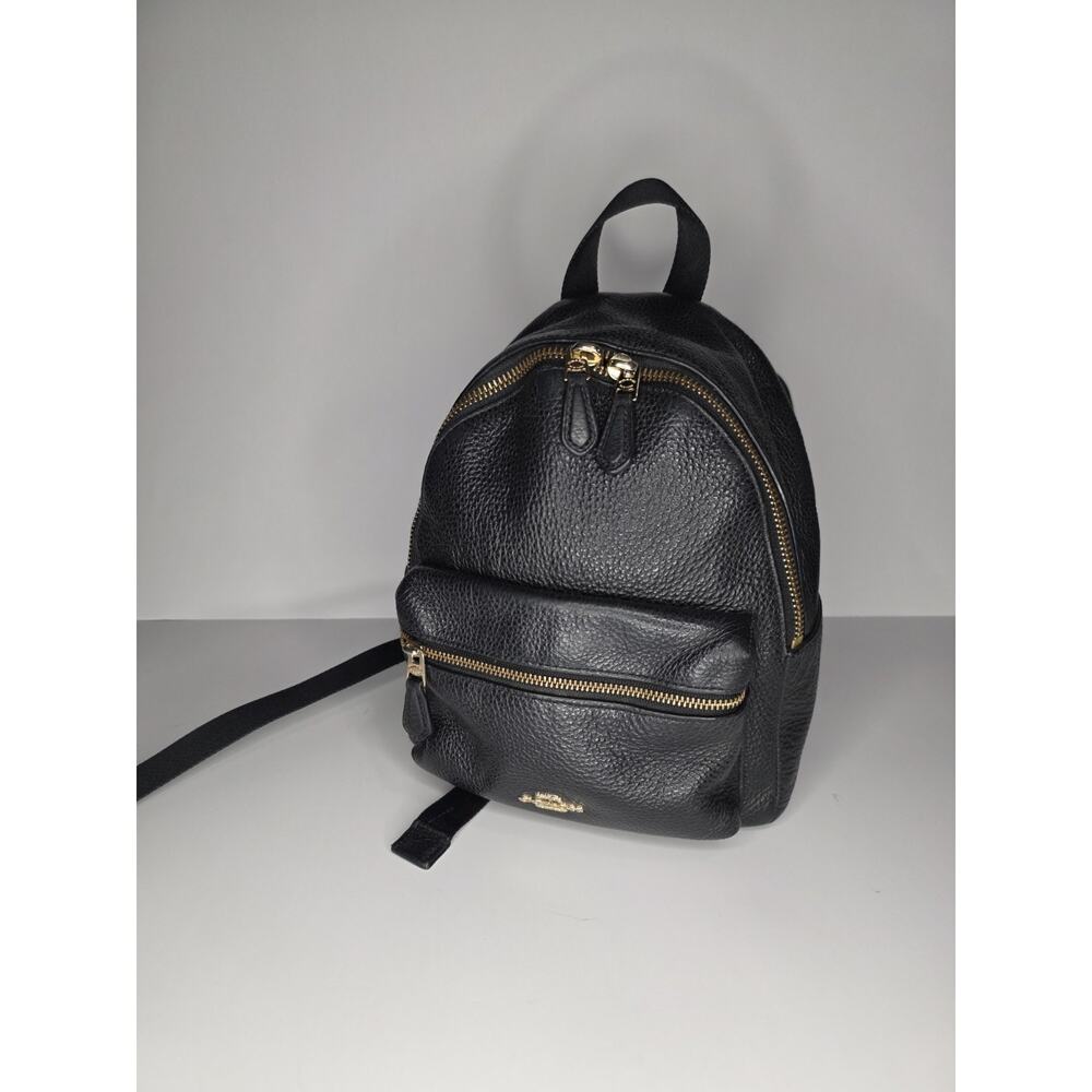 Coach Mini Small Charlie Backpack Pebbled Leather Black F28995 - Picture 14 of 15
